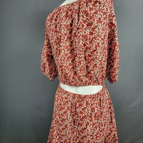Apiece Apart Floral Midi Dress M Puff Sleeve Red Cottagecore - Picture 3 of 7